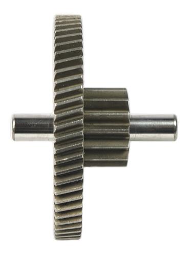 Шестерня (Z=85/15, d52/18,5мм, с осью, мет.) двойная для АБР-1  4