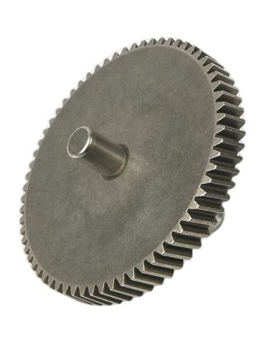 Шестерня (Z=85/15, d52/18,5мм, с осью, мет.) двойная для АБР-1  2